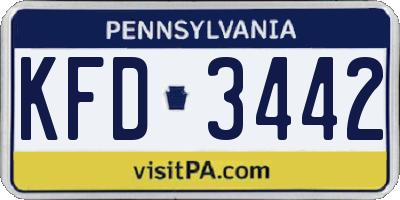 PA license plate KFD3442