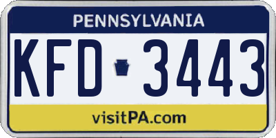 PA license plate KFD3443