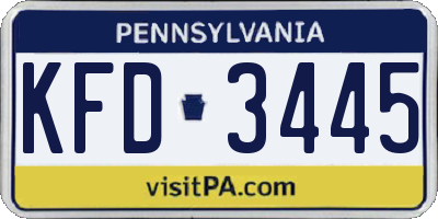 PA license plate KFD3445