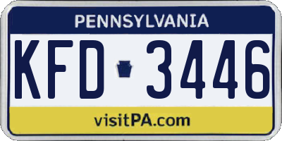PA license plate KFD3446