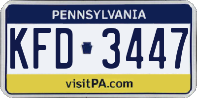 PA license plate KFD3447