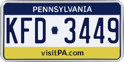 PA license plate KFD3449