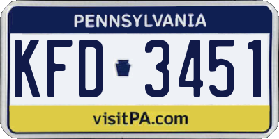 PA license plate KFD3451