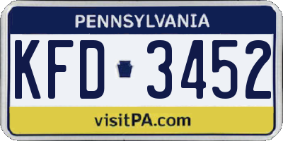 PA license plate KFD3452