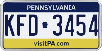 PA license plate KFD3454