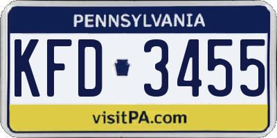 PA license plate KFD3455