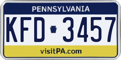 PA license plate KFD3457