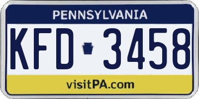 PA license plate KFD3458