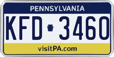 PA license plate KFD3460