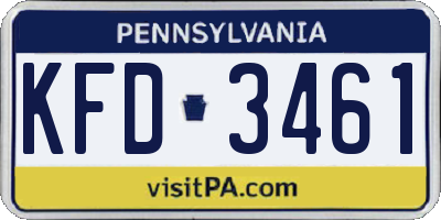 PA license plate KFD3461