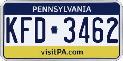 PA license plate KFD3462