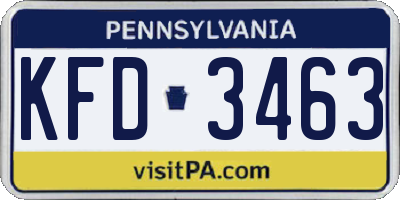 PA license plate KFD3463