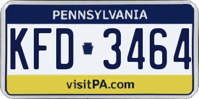 PA license plate KFD3464