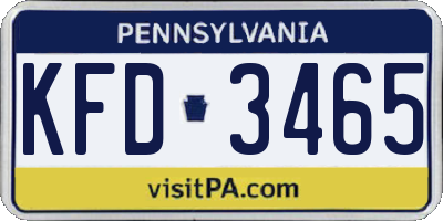 PA license plate KFD3465