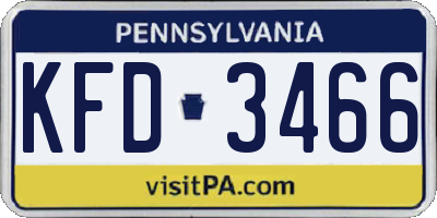 PA license plate KFD3466