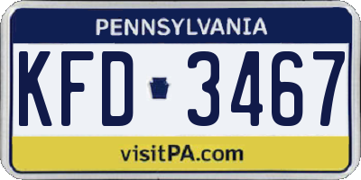 PA license plate KFD3467