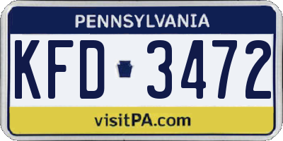 PA license plate KFD3472