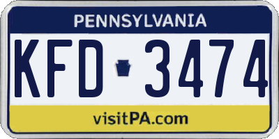 PA license plate KFD3474