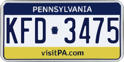 PA license plate KFD3475