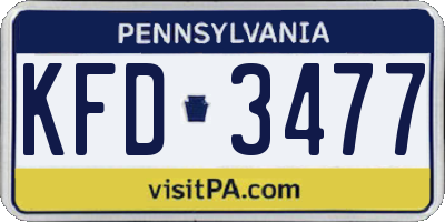 PA license plate KFD3477