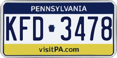 PA license plate KFD3478
