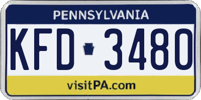 PA license plate KFD3480