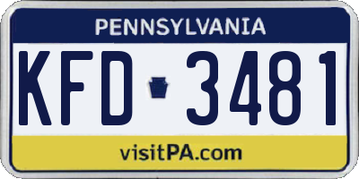 PA license plate KFD3481