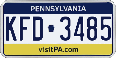 PA license plate KFD3485