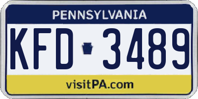 PA license plate KFD3489