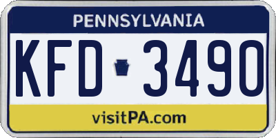PA license plate KFD3490