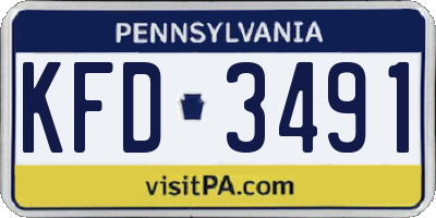 PA license plate KFD3491