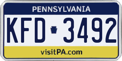 PA license plate KFD3492