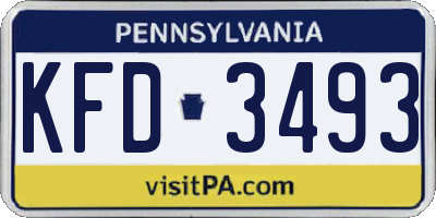 PA license plate KFD3493
