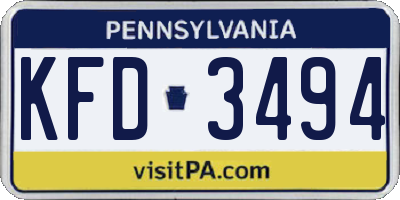 PA license plate KFD3494