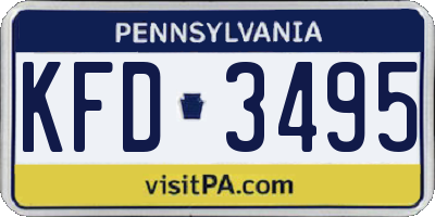 PA license plate KFD3495