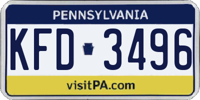 PA license plate KFD3496