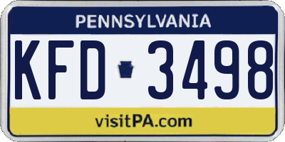 PA license plate KFD3498