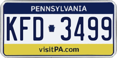 PA license plate KFD3499