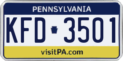 PA license plate KFD3501