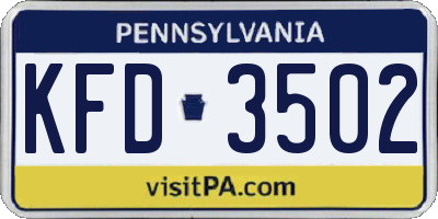 PA license plate KFD3502