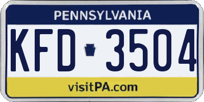 PA license plate KFD3504