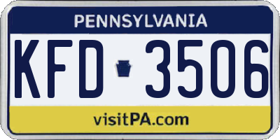 PA license plate KFD3506