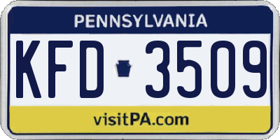 PA license plate KFD3509
