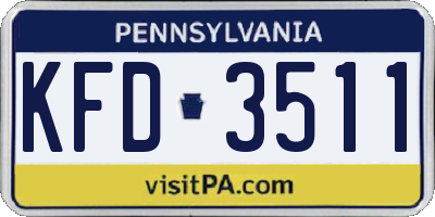 PA license plate KFD3511