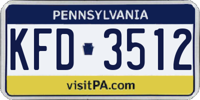 PA license plate KFD3512