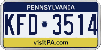 PA license plate KFD3514