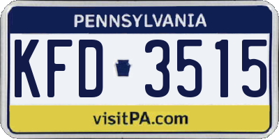 PA license plate KFD3515