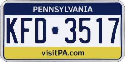 PA license plate KFD3517