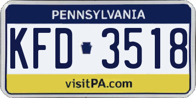 PA license plate KFD3518