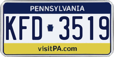 PA license plate KFD3519